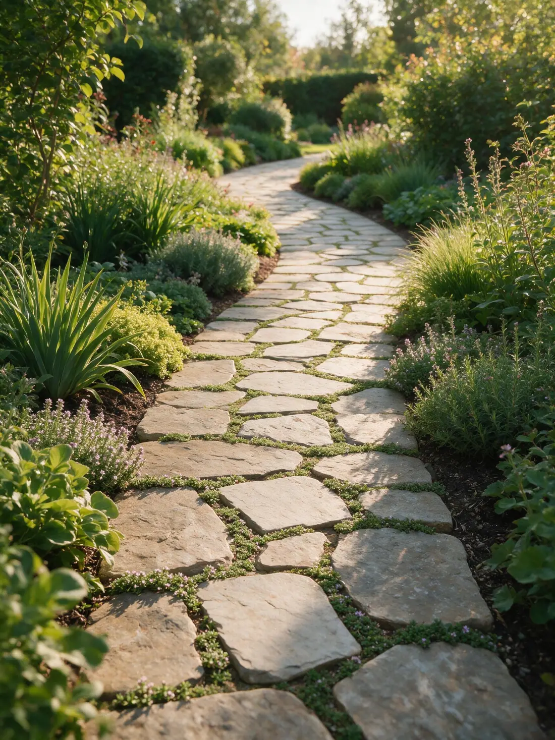 Flagstone walkway through garden